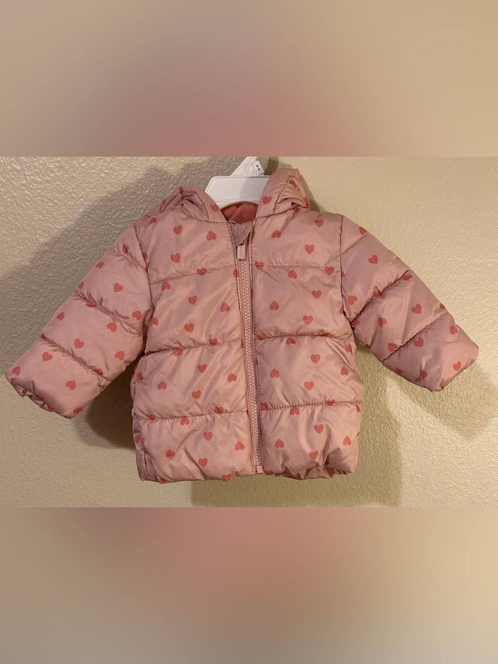 Old Navy Pink Baby’s Puffer Jacket with Hood Size 3-6 Months